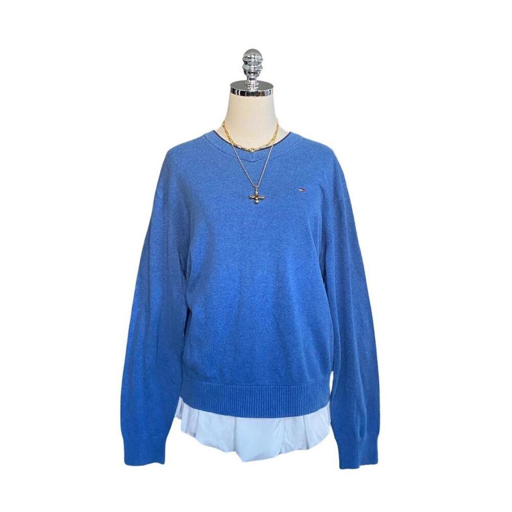 Tommy Hilfiger Women's Blue Crewneck Long Sleeve Sweatshirt Size L